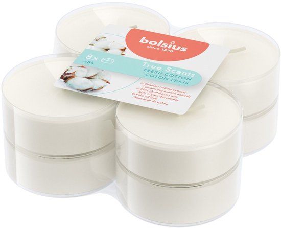Bolsius Maxilichten True Scent Fresh Cotton 8 Stuks