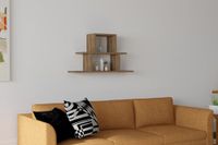 Hanah Home Scandinavian Wandplank, walnootkleur, 80 x 44,6 x 19,6 cm, 100% melamine gecoat deeltjesbord, 18 mm dik, stijlvolle en functionele opslagoplossing