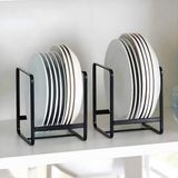 OEM Metalen set van 2 bordenhouders met draaghandgrepen, bordenbeschermers voor borden, snijplanken, deksels, zwart, maat S