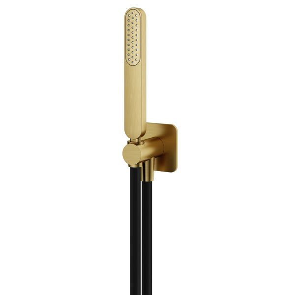 hotbath Gal Handdouche met wandsteun + uitlaat en doucheslang 1,5 mtr Geborsteld Messing PVD GL440BBP