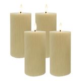 Relaxdays LED-kaarsen, set van 4, HxD: 18 x 7,5 cm, flakkerende vlam, van echt was, vlamloze blokkaarsen, beige