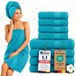 Komfortec Handdoekenset – Set van 8 - 4x Handdoek 50x100 cm en 4x Badhanddoek 70x140 cm - 100% Katoen - Turquoise