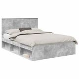 vidaXL Bedframe met hoofdeinde Beton 140 x 190 cm Massief grenenhout