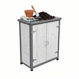 Merkloos Oppottafel - met kast en werkblad - 90x75x40 cm - hout - wit-grijs