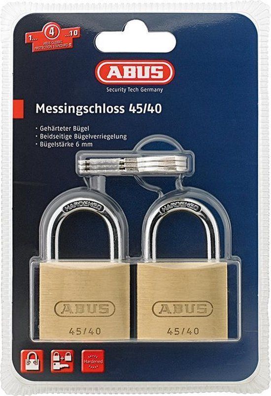 ABUS Messing hangslot 45/40 Twins Set 2 stuks gelijksluitend, 11824