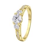 Lucardi Dames Goldplated ring met zirkonia - Ring - Cadeau - Echt Zilver - Goudkleurig