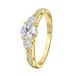 Lucardi Dames Goldplated ring met zirkonia - Ring - Cadeau - Echt Zilver - Goudkleurig