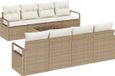 vidaXL Bankstel 7-delig 6 zitplaatsen Beige en Crème polyrattan