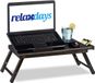 Relaxdays Table pour ordinateur portable en bambou, réglable en hauteur, avec tiroir, marron
