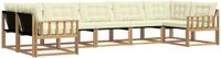 vidaXL - Hoek loungeset - 7 zitplekken - Wit en crème - Acacia hout
