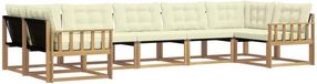vidaXL - Salon d'angle - 7 places assises - Blanc et crème - Bois d'acacia