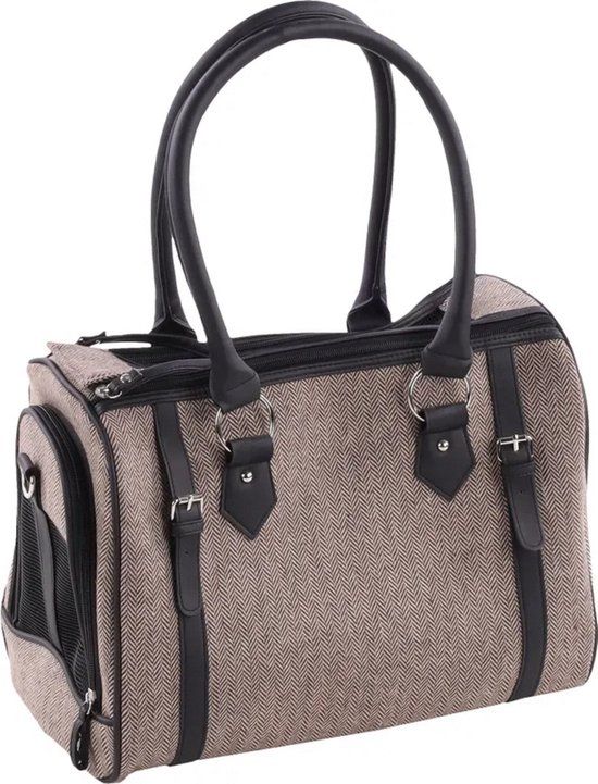 Flamingo Draagtas Cilou - Hondendraagtas - 37x24x31 cm - Bruin/Grijs