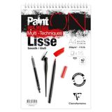Clairefontaine 976007C Micro-Geperforeerd Spiraalblok PaintON Glad A4 21x29,7 cm 250g - 15 Vellen Multi-technieken Tekenpapier met Glad Oppervlak - Wit