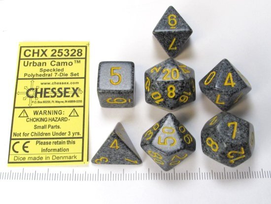 Chessex dobbelstenen set 7 polydice Speckled Urban Camo