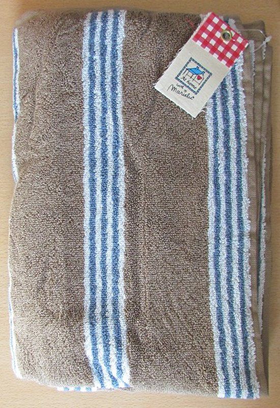 Marieke at Home Natural Stripe Handdoek - 70x140 cm - blue