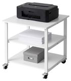 Chariot de rangement pour imprimante, sur roulettes, 3 niveaux, 53x50x50 cm, blanc