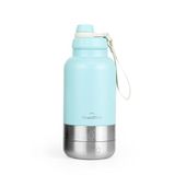GrandTies Geïsoleerde draagbare waterfles voor honden met 2 afneembare hondenwaterkomdispensers | Lekvrije hondenvoer reiscontainer | Hondenaccessoires voor honden wandelen, kamperen (947 ml