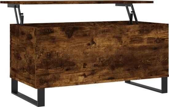 vidaXL Salontafel 90x44,5x45 cm bewerkt hout gerookt eikenkleurig