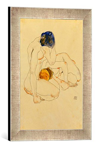kunst für alle Ingelijste afbeelding van Egon Schiele Twee vriendinnen, kunstdruk in hoogwaardige handgemaakte fotolijsten, 30x40 cm, zilver Raya