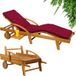 Tami Sun® Chaise longue de jardin en acacia avec housse rouge