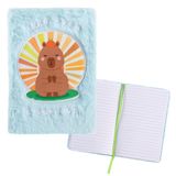 Idena 11559 Fluffy Capybara notitieboek, gelinieerd, 13 x 18 cm, 64 pagina's, 80 g/m², met leeslint en pluche lint, wit