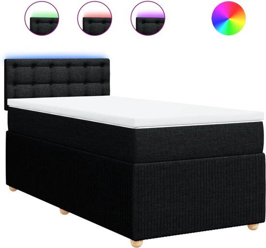 vidaXL Boxspring met matras stof zwart 90x200 cm