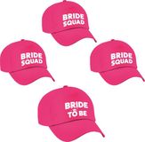 Bellatio Decorations Vrijgezellenfeest dames petjes pakket - 1x Bride to Be roze + 5x Bride Squad roze