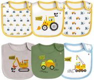 Maiwamita 6-pack waterdichte katoenen babyslabbetjes voor meisjes en jongens met drukknoopsluiting (Multi8)