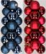 Decoris Kaemingk B.V. 32x stuks kunststof kerstballen mix van donkerblauw en donkerrood 4 cm
