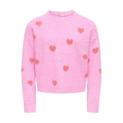 ONLY KIDS ONLY GIRL gebreide trui met hartjes - roze