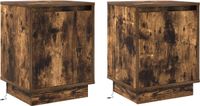 vidaXL Nachtkastje 2 st gerookt eiken 39 x 34,5 x 50 cm bewerkt hout