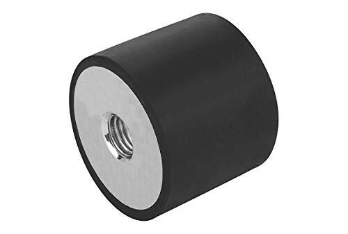 KIPP - Bedienteile | Normelemente KIPP rubberen buffer K0569 zwart, cilindrisch met dubbelzijdige binnendraad; rubber van elastomeer-natuurlijk rubber, draadmaat M6 25 mm. 25mm zwart