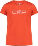 CMP Meisjes T-shirt, Korte mouw, Ronde hals, Polyester, Campari/Blauw, Maat 140