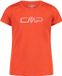 CMP Meisjes T-shirt, Korte mouw, Ronde hals, Polyester, Campari/Blauw, Maat 140