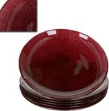 MamboCat Suez assiettes à dessert, set de 6 pièces, diamètre 21,2 cm, verre rouge foncé