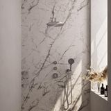 Brauer Brushed Edition Thermostatische Regendoucheset Inbouw - Hoofddouche 30 cm - Gebogen Wandarm - Handdouche 3 Standen - Doucheslang - Wandaansluitbocht - Rvs