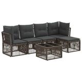 vidaXL Tuinbank Set 6 st Grijs Poly Rattan