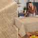 ANRO Nappe aspect lin uni Beige 280x140cm Bord droit Lavable Hydrofuge