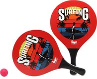 Atosa Beachball set Splash - hout - rood - strand tennis speelset - kinderen/volwassenen