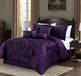 Chezmoi Collection Royale 7-delige jacquard bloemendekbedset, oversized kingsize, paars/donkerpaars