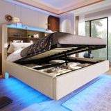 Merax Gestoffeerd bed 140x200 cm - beige