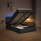 vidaXL Lit plateforme avec matelas et LED gris foncé 120 x 200 cm