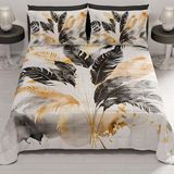 PETTI Artigiani Italiani Zomersprei voor tweepersoonsbed, 260 x 270 cm, 100 g/m², omkeerbaar, voor tweepersoonsbed, lente, licht dekbed, zwarte palm, 100% Made in Italy
