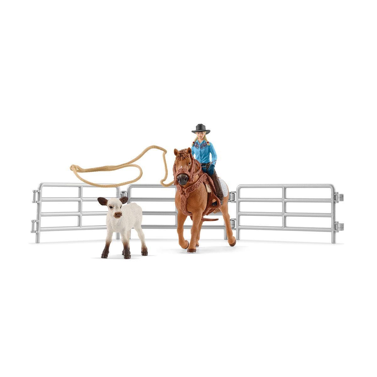 Schleich FARM WORLD Team Roping with Cowgirl - 3 to 8 Years Old - 42577
