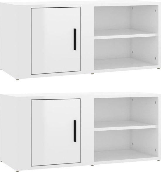 vidaXL Tv-meubel 2 stuks 80x31,5x36 cm bewerkt hout hoogglans wit