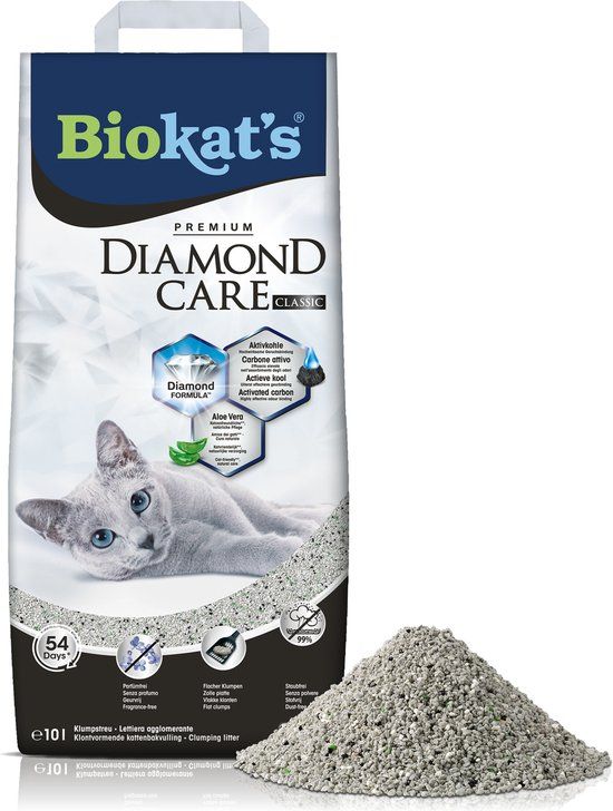Biokat's Diamond Care Classic - 10 L - Kattenbakvulling - Klontvormend - Zonder geur - Aktieve kool