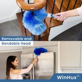 Plumeau sans marque extra longue extensible - portée de 3,4 mètres - manche télescopique - plumeau pliable et lavable
