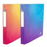 OXFORD School Life Fusion ordner, A4, XL, rug 40 mm, 4 ronde ringen, polypropyleen, kleur: Mystic Blue en Sunset Glow, 2 stuks