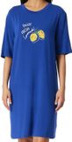 Schiesser Nachthemd Dames Kort Mouw Blauw Printopdruk Modal/Elastaan