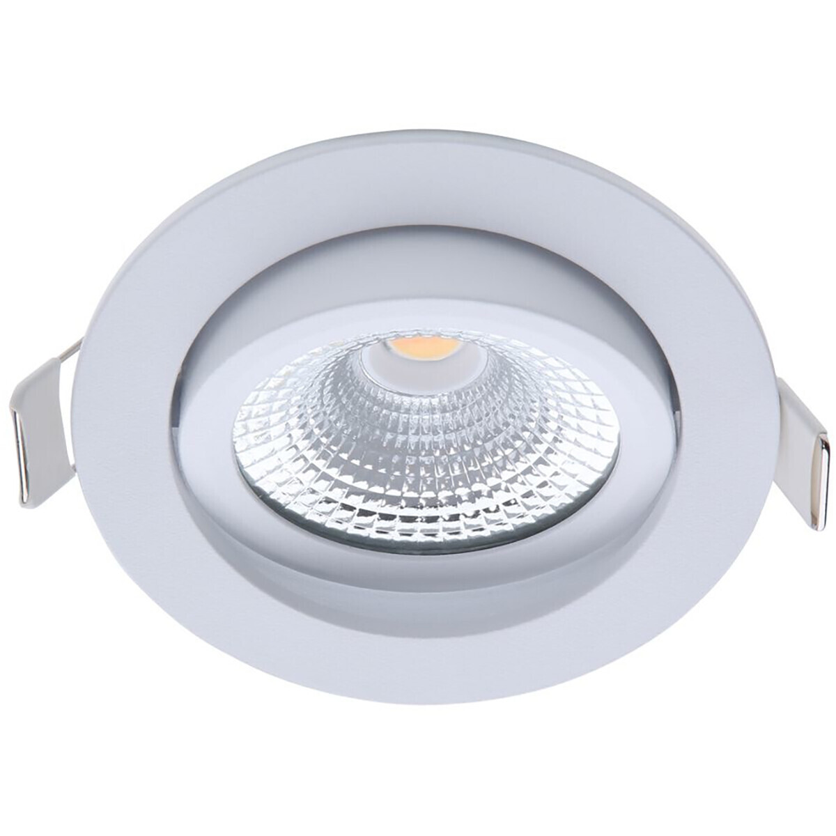 EcoDim - LED Spot - Inbouwspot - ED-10028 - 5W - Waterdicht IP54 - Dimbaar - Warm Wit 2700K - Mat Wit - Aluminium - Rond - Kantelbaar